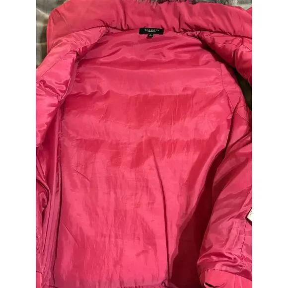 Talbots Size Large Pink Puffer Vest Fur Hood Duck Down Fill Winter Skiing Women - Picture 4 of 11